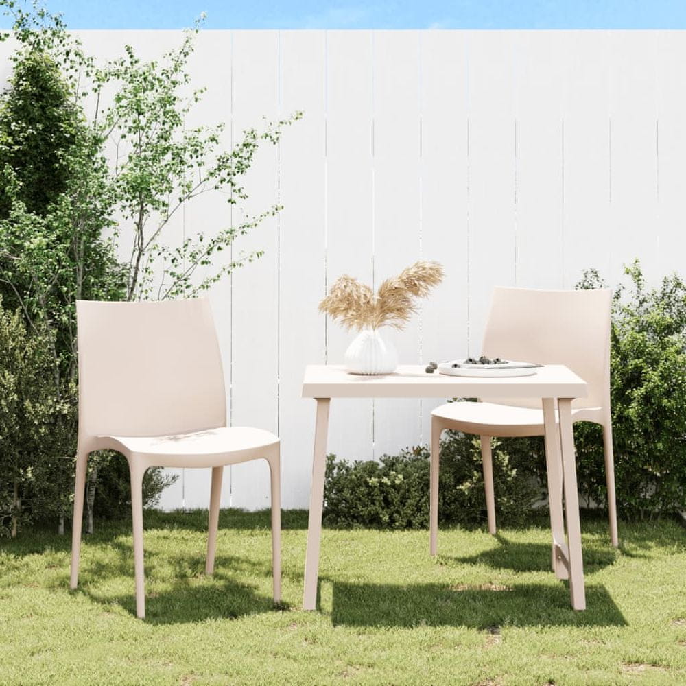 Vidaxl Záhradné stoličky 2 ks krémové 50x46x80 cm polypropylén